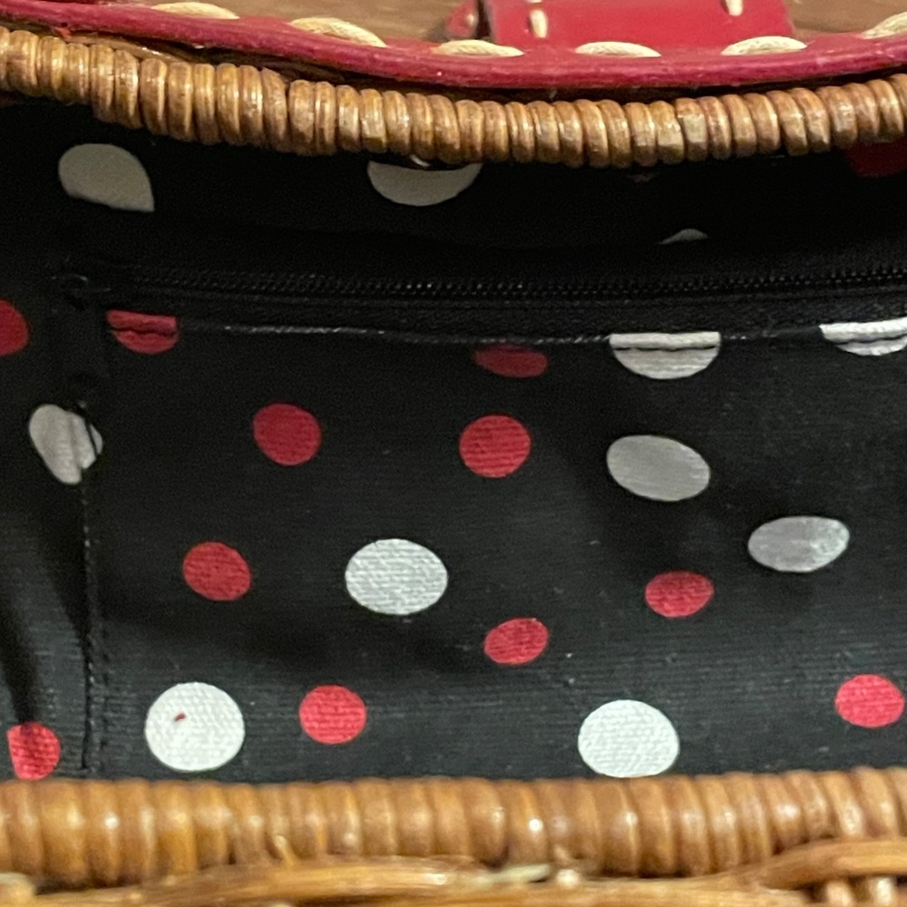 Wicker Mini Top-Handle Bag with Red Trim - Picture 7 of 8